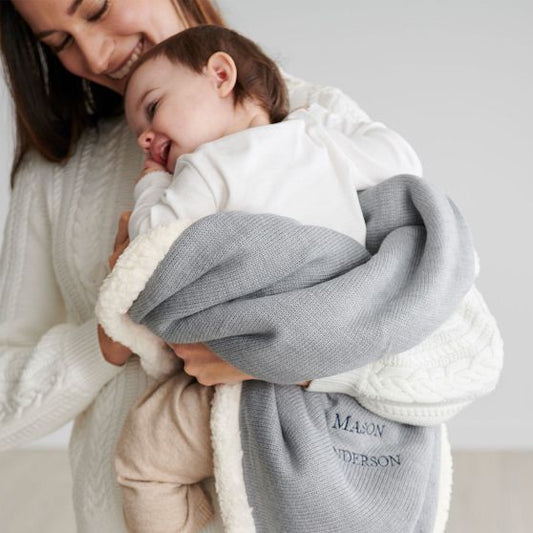 Knit And Sherpa Stroller Blanket