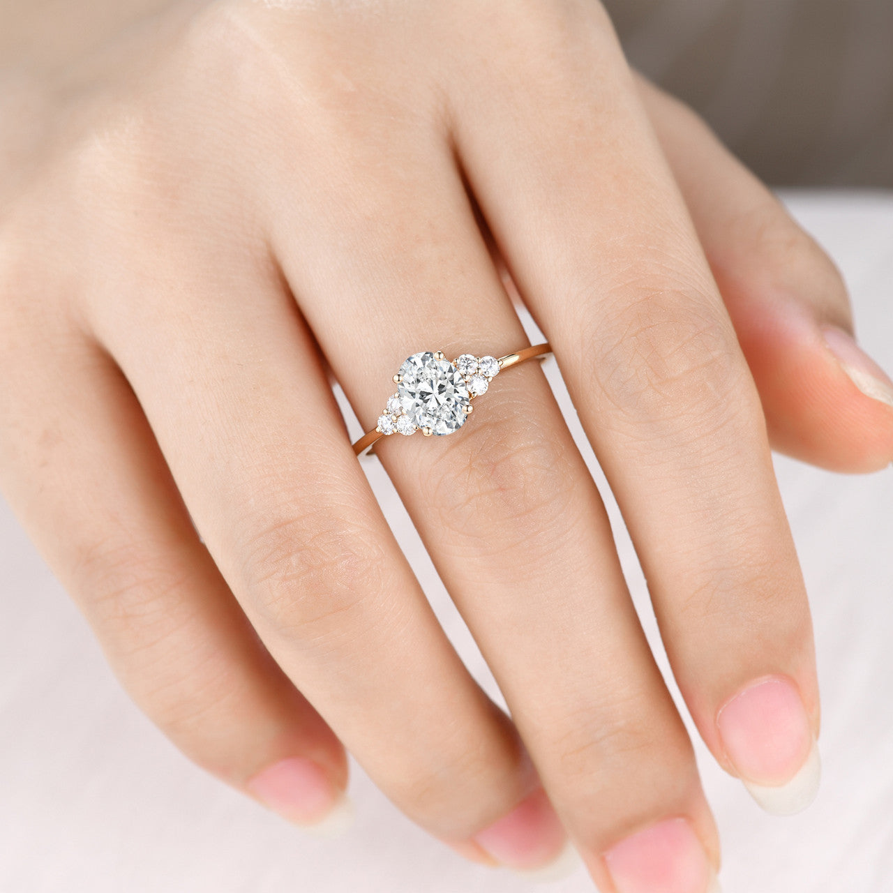 Lab Grown Diamond Engagement Ring Oval Yellow Gold 6x8mm IGI Diamond Wedding Ring 0.9-1 carat 14K/18K