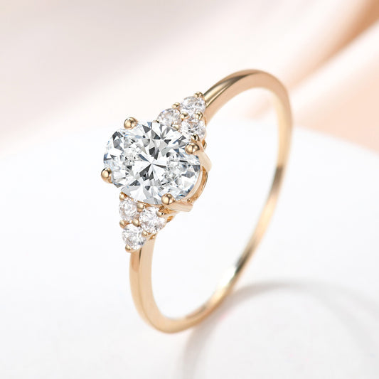 Lab Grown Diamond Engagement Ring Oval Yellow Gold 6x8mm IGI Diamond Wedding Ring 0.9-1 carat 14K/18K