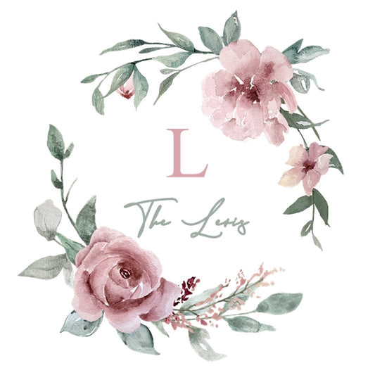 Pink Floral Wreath Purim Label Or Tag