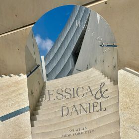 Arched Silver Mirror Acrylic Wedding Welcome Sign CS112