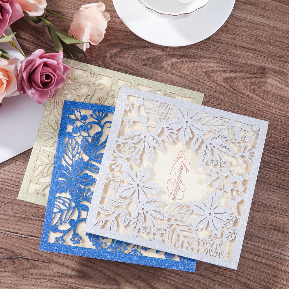 Laser Cut Glitter Invitations Fall Invite Cards, Wedding Invitation Customized