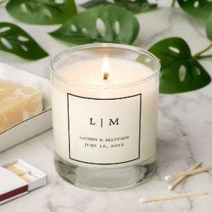 Lauren Black and White Monogram Elegant Wedding Scented Candle