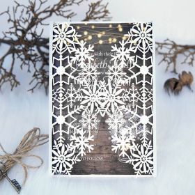 Rustic Winter Wood Snowflake Laser Cut Wedding Invitation Kits Swws234