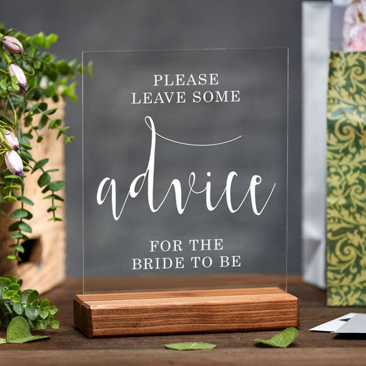Leave Advice Acrylic Bridal Shower Sign
