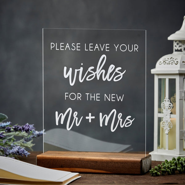 Leave Your Wishes for the Mr & Mrs Acrylic Wedding Sign