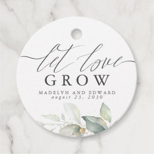 Let Love Grow Gold Greenery Elegant Wedding Favor Tags