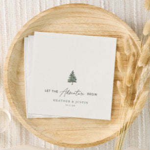 Let The Adventure Begin Mountain Wedding Napkins