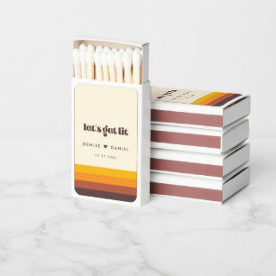 Let's get lit Retro 60s vintage colors wedding Matchboxes