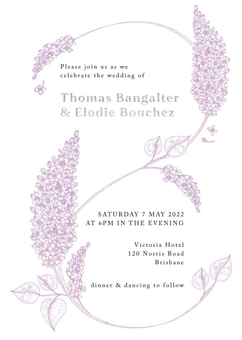 Lilac Silver Wedding Invitations by Putri N.