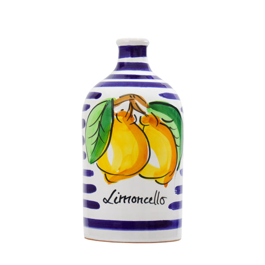 Limoncello Ceramic jar with blue stripes 500ml