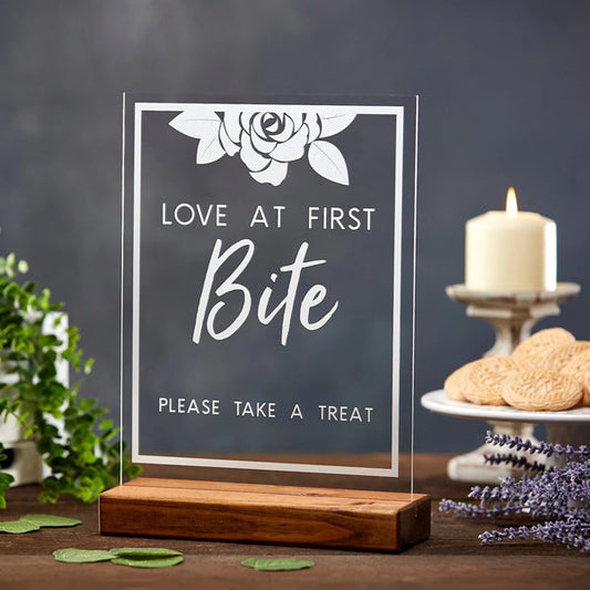 Love at First Bite Floral Acrylic Sign
