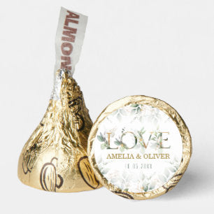 LOVE Elegant Botanical Greenery Gold Wedding Hershey®'s Kisses®
