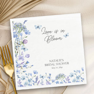 Love is in Bloom Blue Wildflower Bridal Shower Napkins