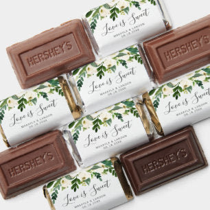 Love is Sweet Simple White Floral Elegant Wedding Hershey's Miniatures