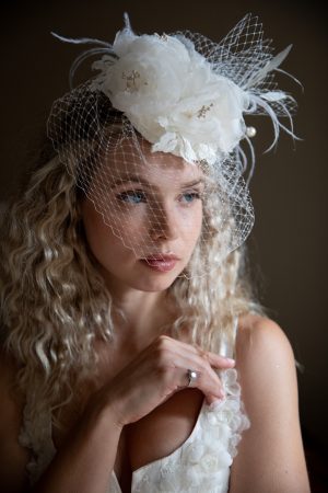 Ivory Mulberry Button Fascinator Hat No. 2465