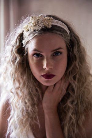 Rockrose Beaded Wedding Headband No. 2474
