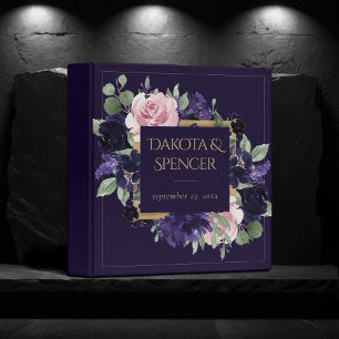 Lush Blossom Dark Purple and Pink Wreath Album 3 Ring Binder