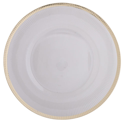 13" Ribbed Clear and Gold Plastic Charger Plate | 1 Charger