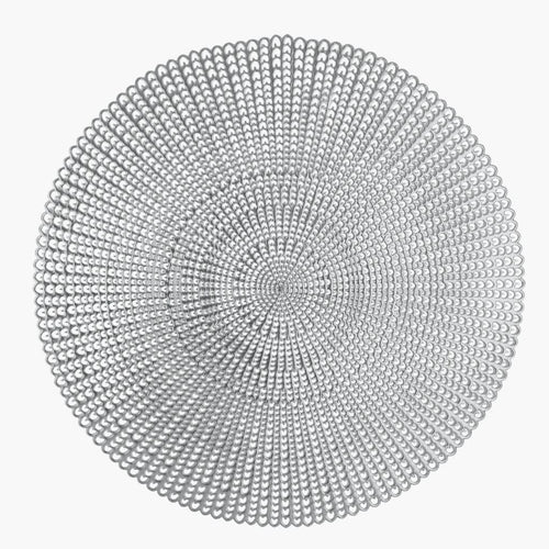 16" Woven Silver Round Vinyl Placemat | 1 Placemat