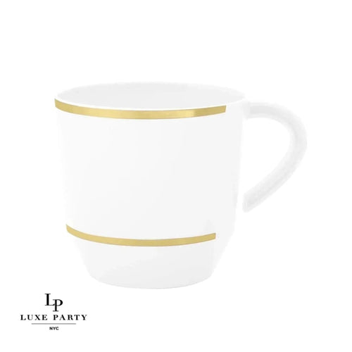 12.5 Oz Round White Gold Plastic Coffee Cup | 8 Cups