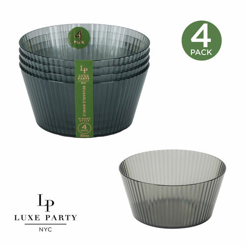 4Pk Smoke Ribbed Serving / Salad Bowl - 30oz
