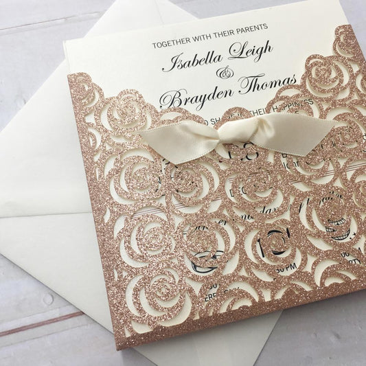 Luxury Gold Glitter Wedding Invitations