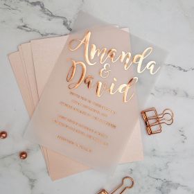Luxury Modern Custom Foil Wedding Invitation Suites On Vellum Paper Swfi003