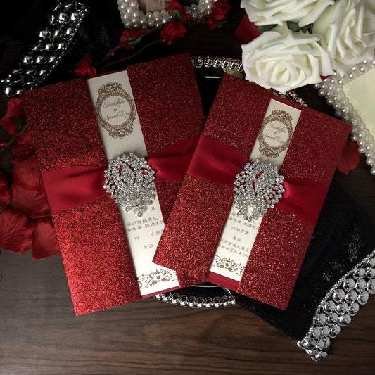 Luxury Red Wedding Invitation Cards