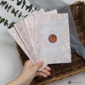 Luxury Rose Gold Foil Floral Vellum Jacket Wedding Invitation With Rose Wax Seal Swpi103