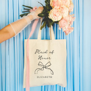 Maid of Honor Choose any Color Coquette Bow Tote Bag