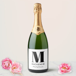 Maid of Honor Monogram Name Sparkling Wine Label