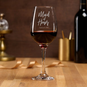 Maid Of Honor Personalized Bridal Party Wine Glass