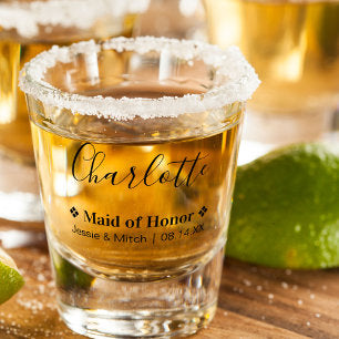 Maid of Honor Wedding Date and Names Personalized Shot Glass