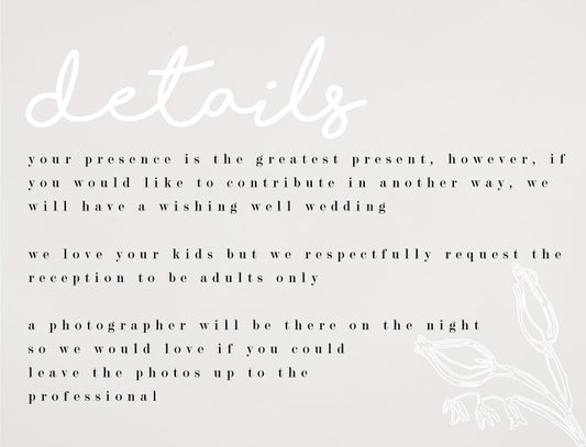 Blanc Bloom Information Card by Joanna H.