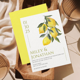 Mediterranean Italy Greece Lemon Vibrant Wedding Invitation