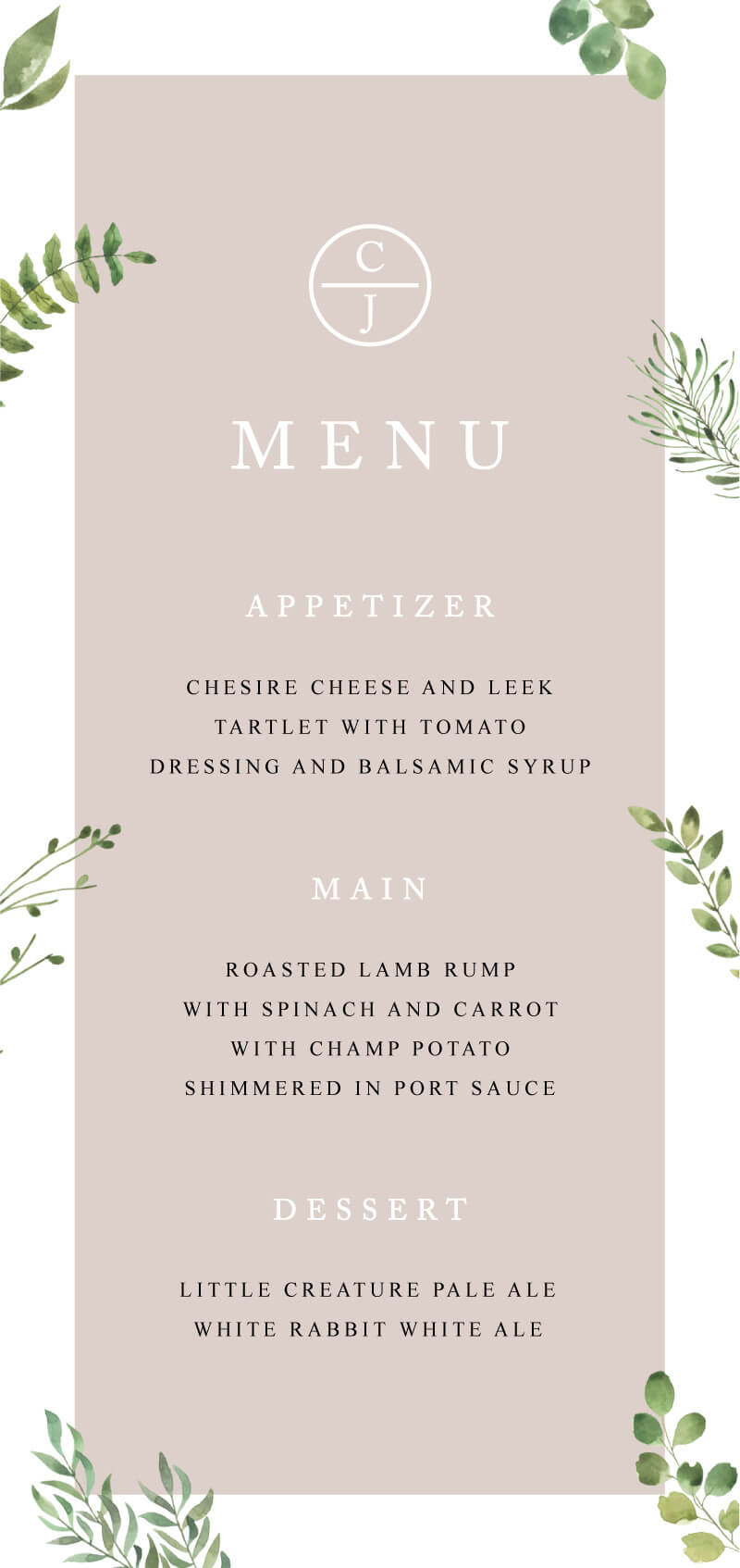 Botanical FunMenu Cards by Joy