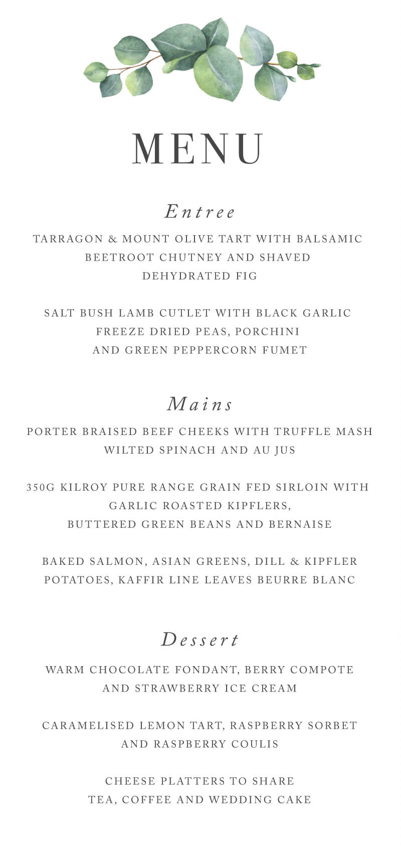 EucalyptusMenu Cards by Jamie L.