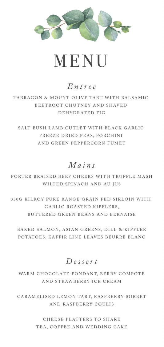 EucalyptusMenu Cards by Jamie L.