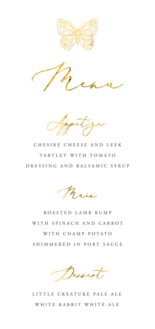 Golden ButterflyMenu Cards by Stella M.