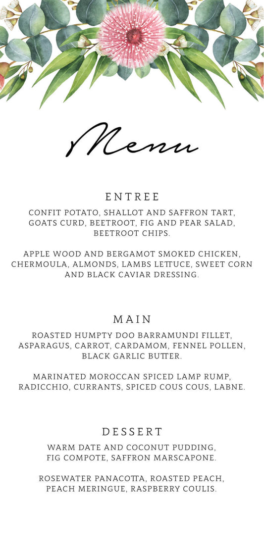 Flowering GumMenu Cards by Jarred T.