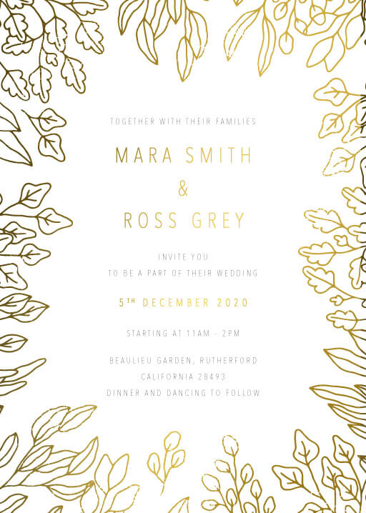 Gold Foil Frame Wedding Invitations by Joy