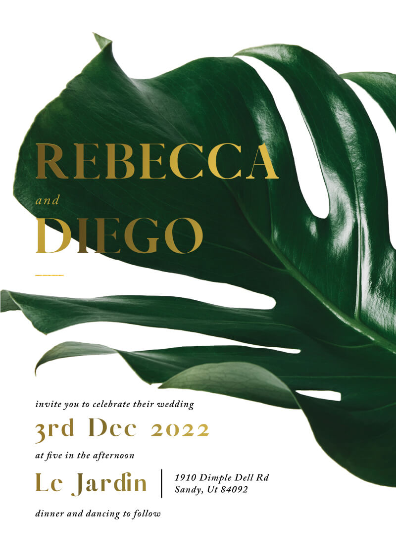 Monstera Wedding Invitations by Inggrid H.