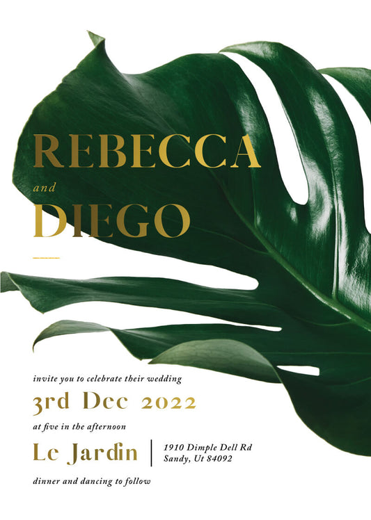 Monstera Wedding Invitations by Inggrid H.