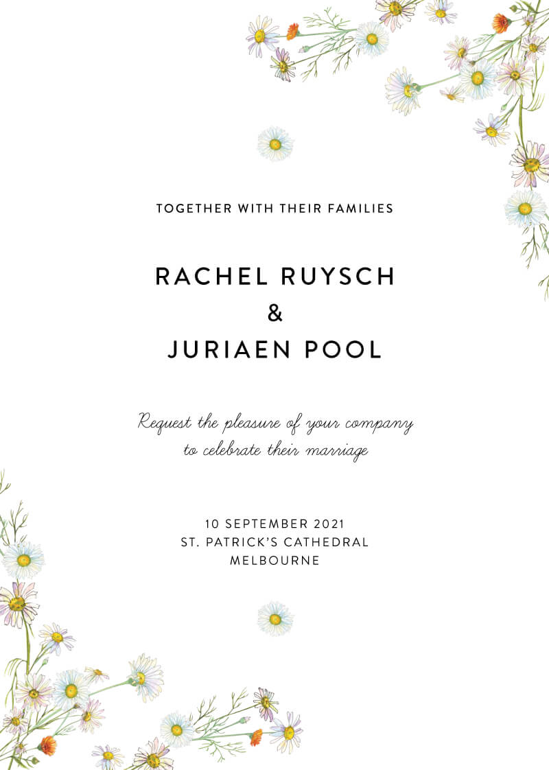 Dancing Daisy Wedding Invitations by Inggrid H.