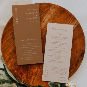 MIA Modern Boho Burnt Orange Beige Wedding Program