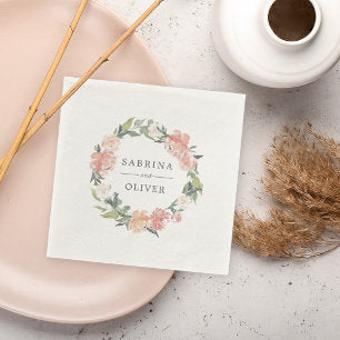 Midsummer Floral Botanical Personalized Wedding Napkins