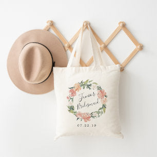 Midsummer Floral Junior Bridesmaid Bridal Party Tote Bag