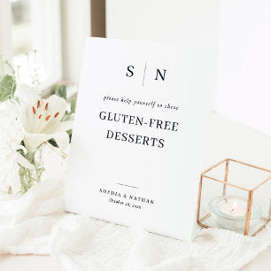 Minimal and Chic Gluten-Free Desserts Wedding Pedestal Sign