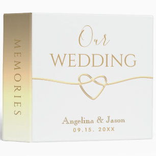 Minimal Gold Wedding Album 3 Ring Binder
